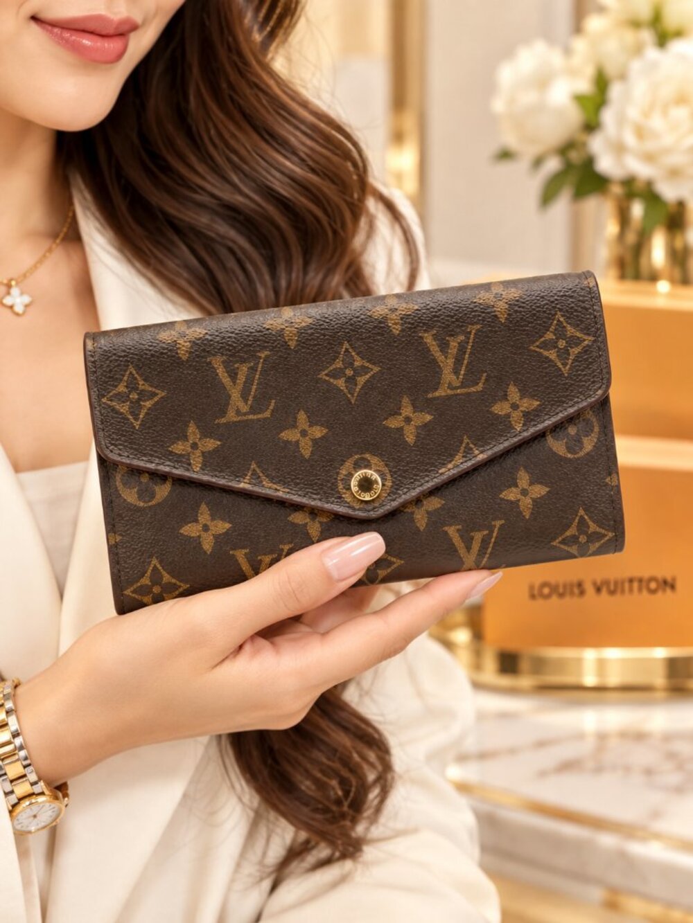 AUTHENTIC LOUIS VUITTON SARAH WALLET MONOGRAM CANVAS | MADE IN FRANCE